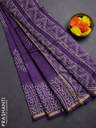 Purple Chanderi Bagru Saree