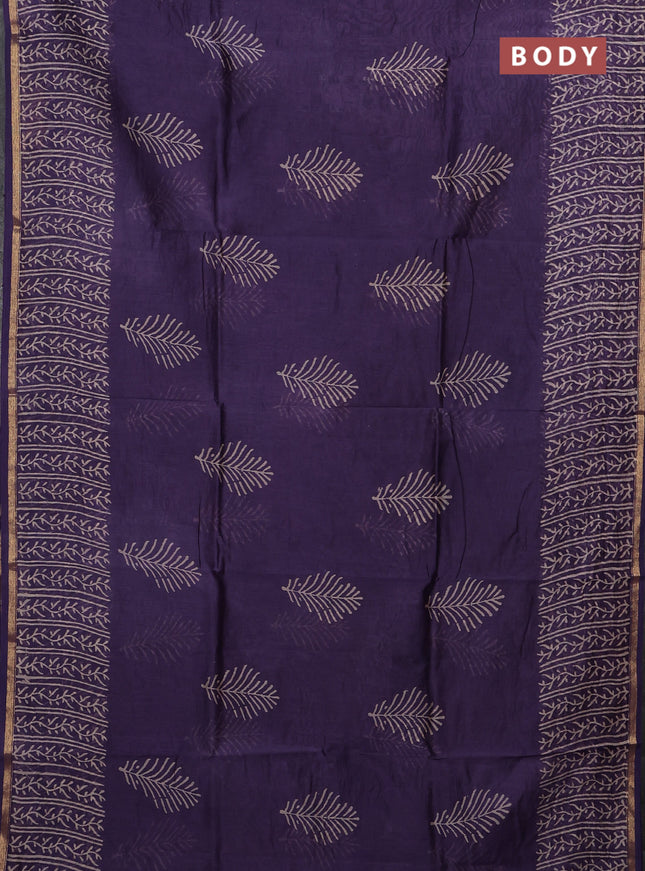 Purple Chanderi Bagru Saree
