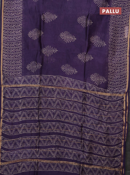 Purple Chanderi Bagru Saree