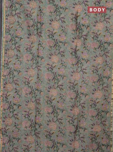 Pastel Green Chanderi Bagru Saree