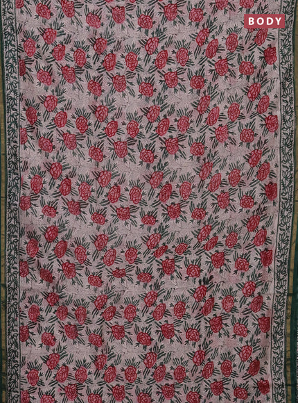 Pink & Off White Chanderi Bagru Saree