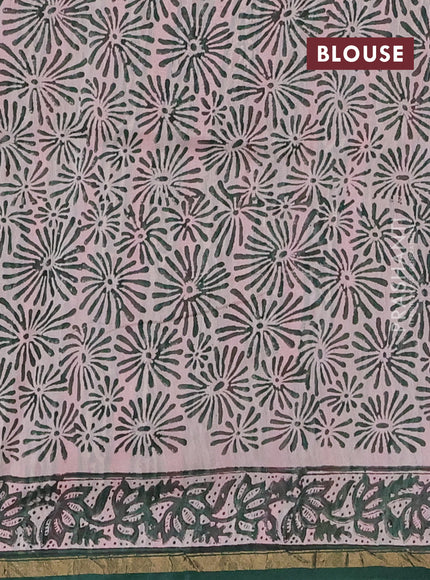 Pink & Off White Chanderi Bagru Saree
