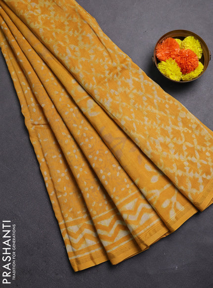 Mustard Yellow Chanderi Bagru Saree