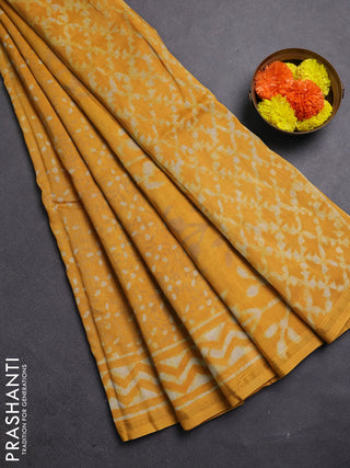 Mustard Yellow Chanderi Bagru Saree