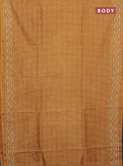Mustard Yellow Chanderi Bagru Saree