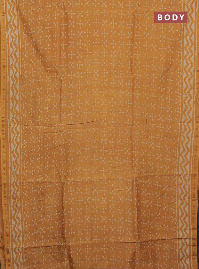 Mustard Yellow Chanderi Bagru Saree