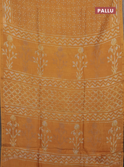 Mustard Yellow Chanderi Bagru Saree