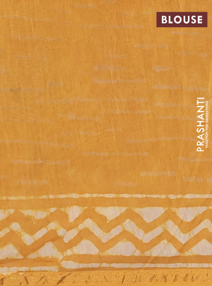 Mustard Yellow Chanderi Bagru Saree