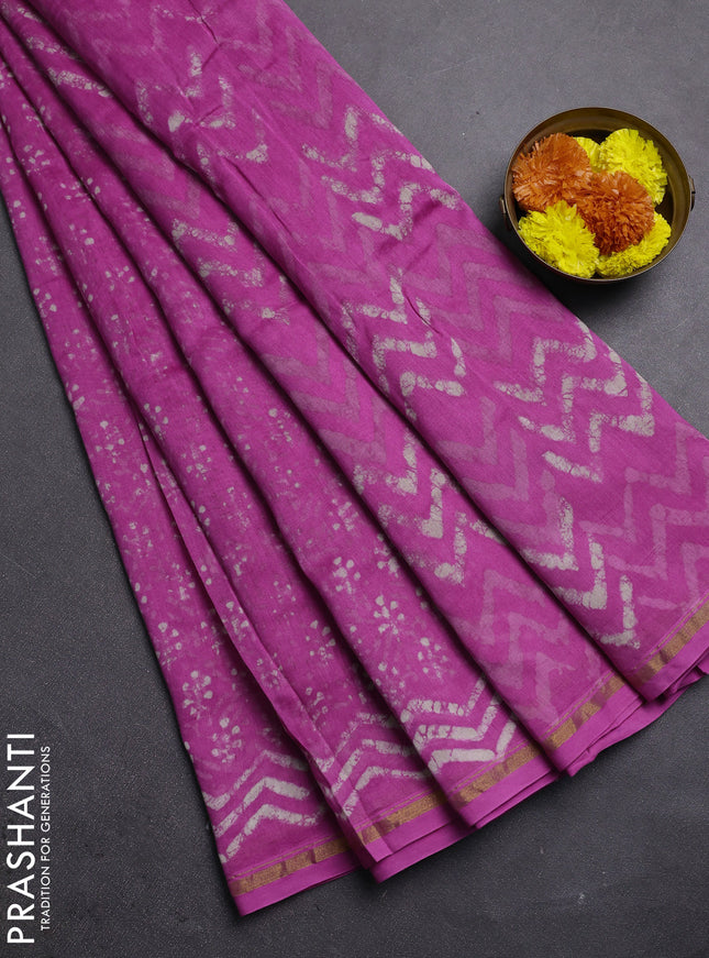 Pink Chanderi Bagru Saree