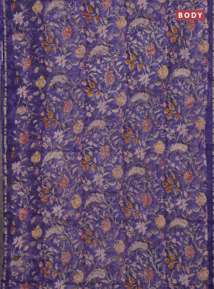 Violet & Off White Chanderi Bagru Saree