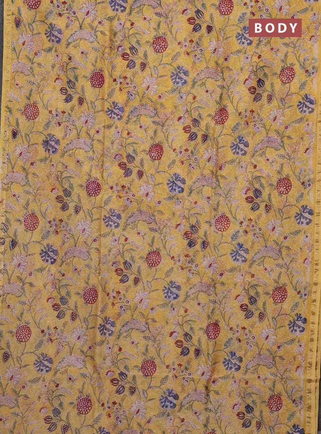 Yellow & Off White Chanderi Bagru Saree