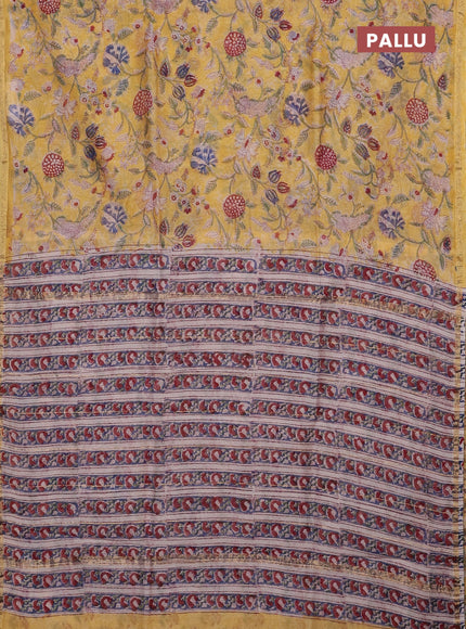 Yellow & Off White Chanderi Bagru Saree