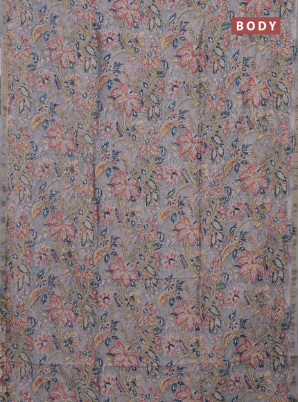 Pastel Blue & Off White Chanderi Bagru Saree