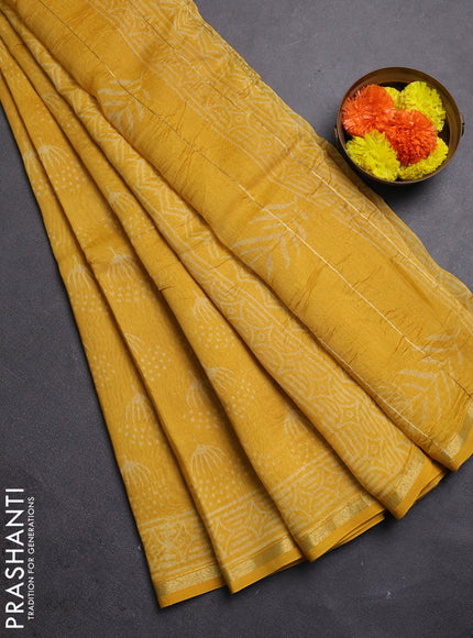 Mustard Yellow Chanderi Bagru Saree