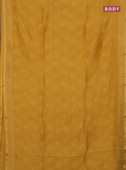 Mustard Yellow Chanderi Bagru Saree