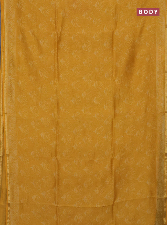 Mustard Yellow Chanderi Bagru Saree