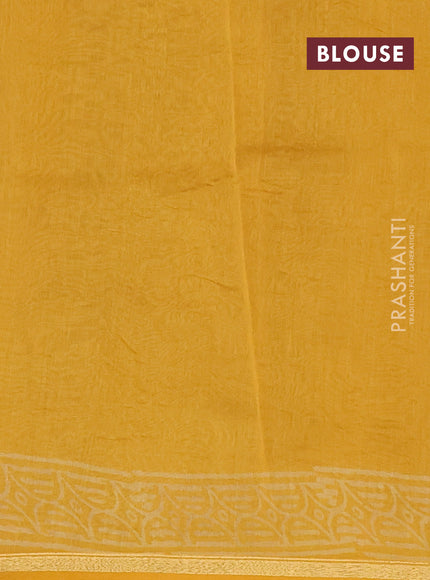 Mustard Yellow Chanderi Bagru Saree