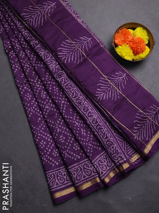 Purple Chanderi Bagru Saree