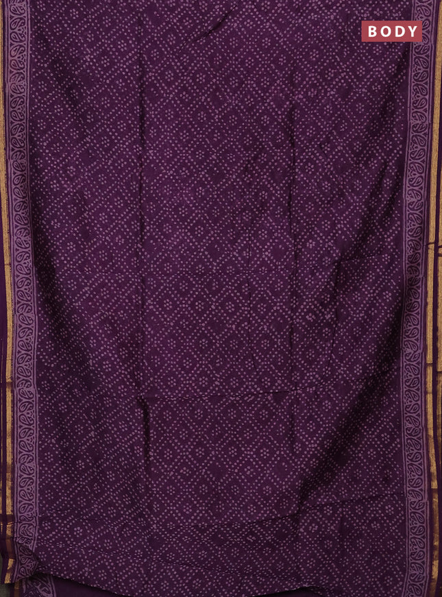 Purple Chanderi Bagru Saree