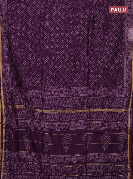 Purple Chanderi Bagru Saree