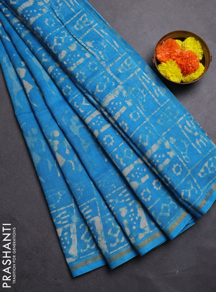 Cs Blue Chanderi Bagru Saree
