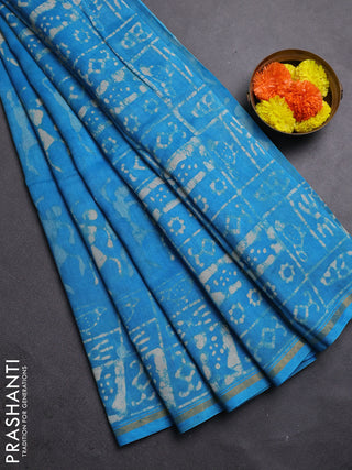 Cs Blue Chanderi Bagru Saree