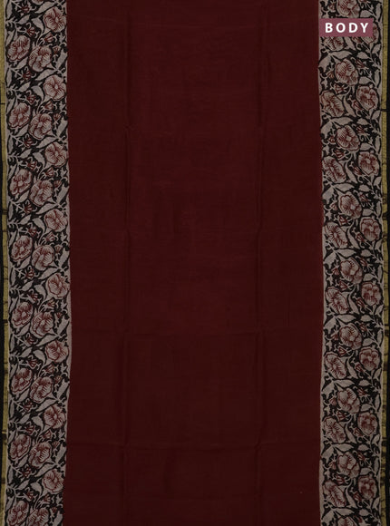 Maroon & Beige Chanderi Bagru Saree