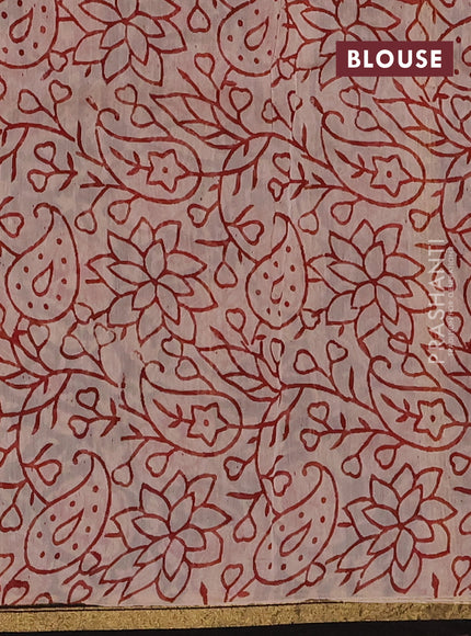 Maroon & Beige Chanderi Bagru Saree