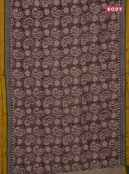 Maroon & Beige Chanderi Bagru Saree