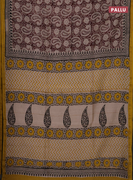 Maroon & Beige Chanderi Bagru Saree