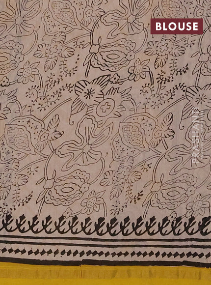 Maroon & Beige Chanderi Bagru Saree