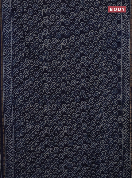 Navy Blue Chanderi Bagru Saree