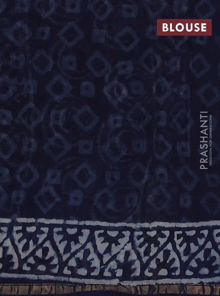 Navy Blue Chanderi Bagru Saree