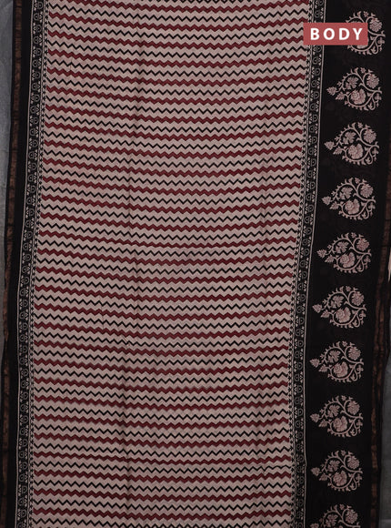 Beige & Black Chanderi Bagru Saree