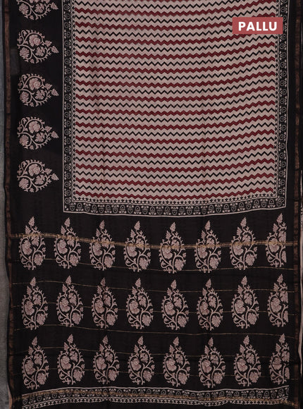 Beige & Black Chanderi Bagru Saree