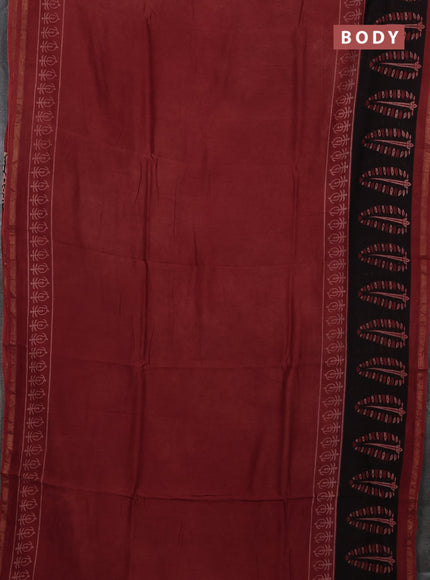 Maroon & Black Chanderi Bagru Saree