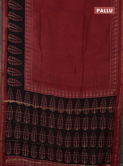 Maroon & Black Chanderi Bagru Saree