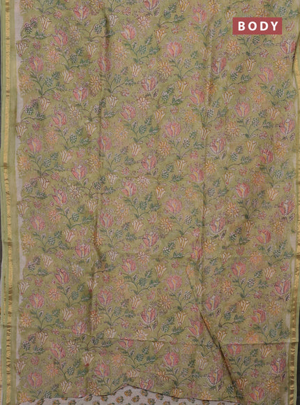 Pista Green Chanderi Bagru Saree