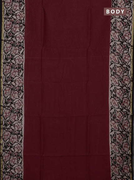 Maroon & Black Chanderi Bagru Saree