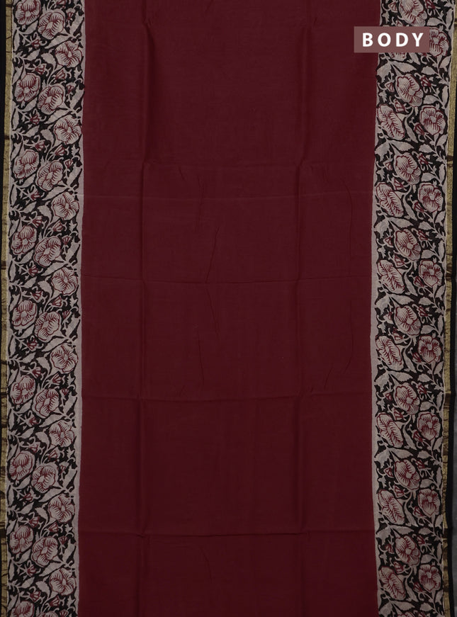 Maroon & Black Chanderi Bagru Saree
