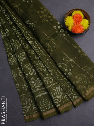 Mehendi Green Chanderi Bagru Saree