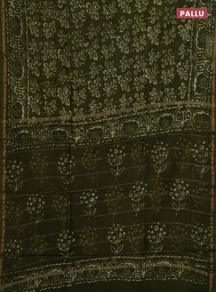 Mehendi Green Chanderi Bagru Saree