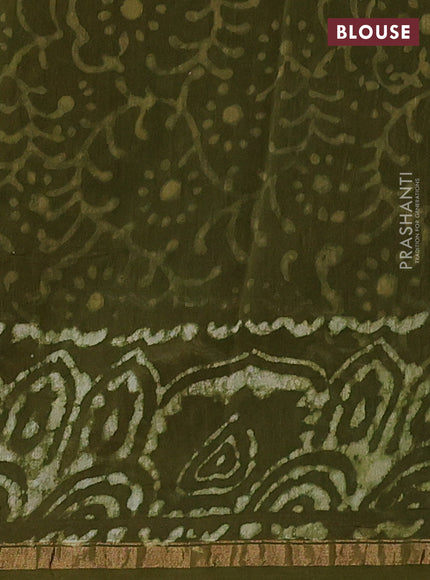 Mehendi Green Chanderi Bagru Saree