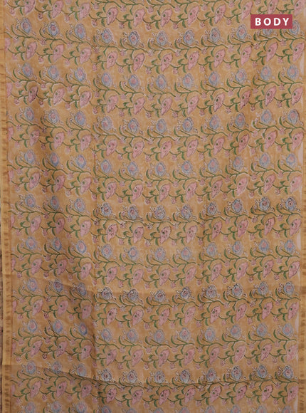 Beige Chanderi Bagru Saree