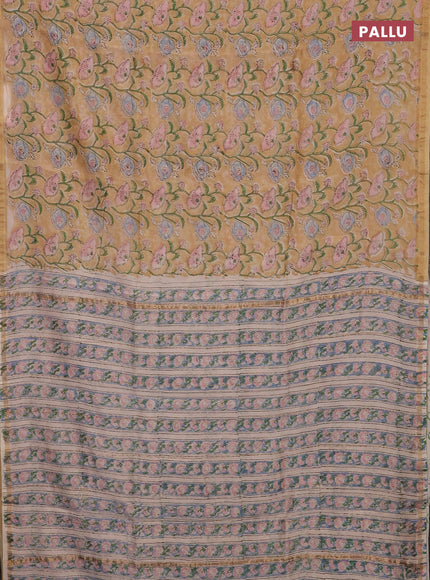 Beige Chanderi Bagru Saree