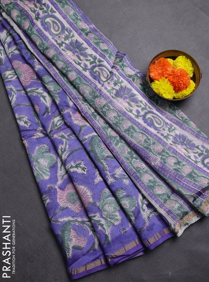 Lavender Chanderi Bagru Saree