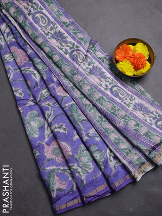 Lavender Chanderi Bagru Saree