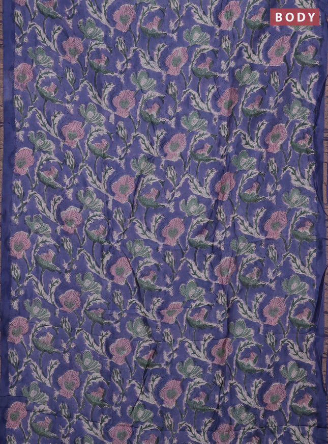 Lavender Chanderi Bagru Saree