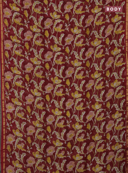 Maroon Chanderi Bagru Saree