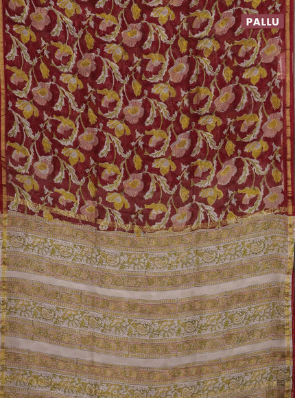 Maroon Chanderi Bagru Saree